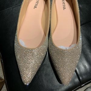Silver rhinestone flats